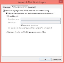 Authentifizierung Postausgangsserver (IMAP)