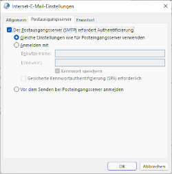 Authentifizierung Postausgangsserver
